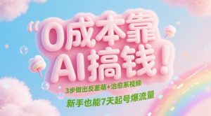 0成本靠AI搞钱!3步做出反差萌+治愈系视频,新手也能7天起号爆流量|淘骐网赚资源库