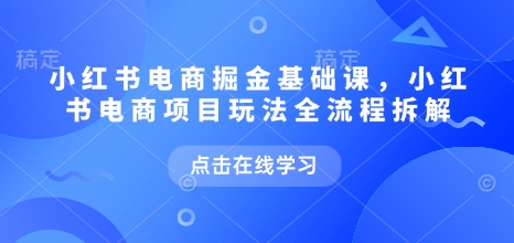 小红书电商掘金课,小红书电商项目玩法全流程拆解(更新5月)|淘骐网赚资源库