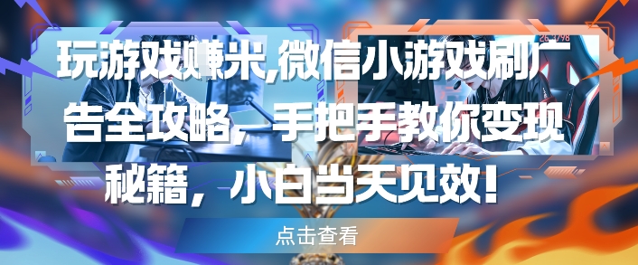 玩游戏挣米,微信小游戏刷广告全攻略,手把手教你变现秘籍,小白当天见效|淘骐网赚资源库