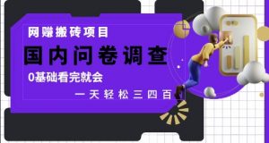 网创搬砖项目，国内问卷调查，0基础看完就会 一天轻松三四张，靠谱副业干就完了【揭秘】|淘骐网赚资源库