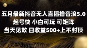 2025五月最新无人直播撸音浪单日产出5张+实操教程【揭秘】|淘骐网赚资源库
