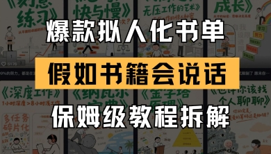 最新爆款拟人化书单玩法,假如书籍会说话,保姆级教程|淘骐网赚资源库
