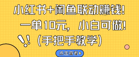 小红书+闲鱼联动挣钱,一单10元,小白可做|淘骐网赚资源库