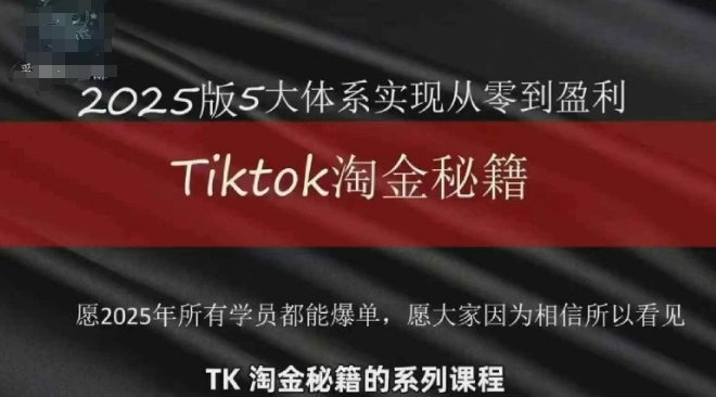 TikTok跨境2025淘金秘籍,2025TikTok从0到盈利变现|淘骐网赚资源库