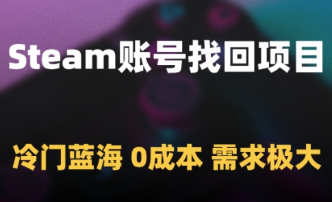 Steam账号找回项目,冷门蓝海,0成本,需求极大|淘骐网赚资源库