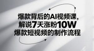 爆款背后的AI视频课，解说7天涨粉10W爆款短视频的制作流程|淘骐网赚资源库