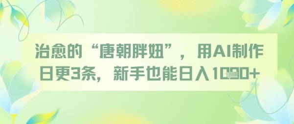 治愈的“唐朝胖妞”，用AI制作日更3条，新手也能日入多张|淘骐网赚资源库
