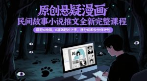 原创悬疑漫画民间故事小说推文全新完整课程， 搭配ai绘画，0基础轻松上手，撸分成和伙伴计划|淘骐网赚资源库