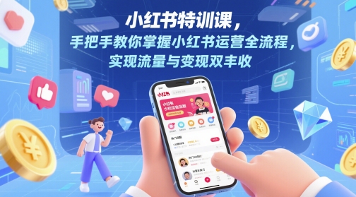 小红书特训课,手把手教你掌握小红书运营全流程,实现流量与变现双丰收|淘骐网赚资源库
