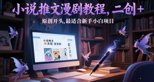 小说推文漫剧教程,二创+原创开头,最适合新手小白项目|淘骐网赚资源库