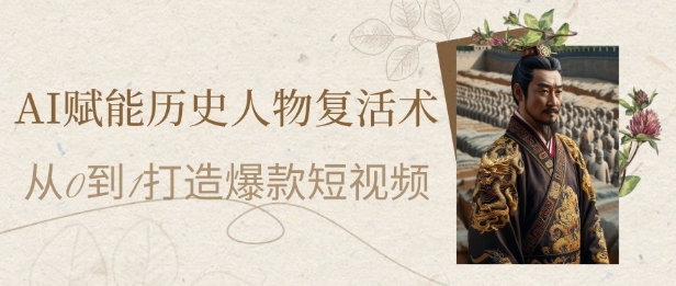 AI赋能历史人物复活术：从0到1打造爆款短视频，7天涨粉10W，小白也能月入过1W|淘骐网赚资源库