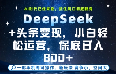 DeepSeek+头条变现,保姆级教学,小白轻松上手,日入8张+【揭秘】|淘骐网赚资源库