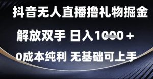 抖音无人直播撸礼物掘金,解放双手,日入1k,0成本纯利,无基础可上手【揭秘】|淘骐网赚资源库