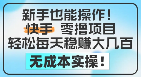 新手也能操作,快手零撸挣米,轻松每天挣2-5张,完全无成本|淘骐网赚资源库