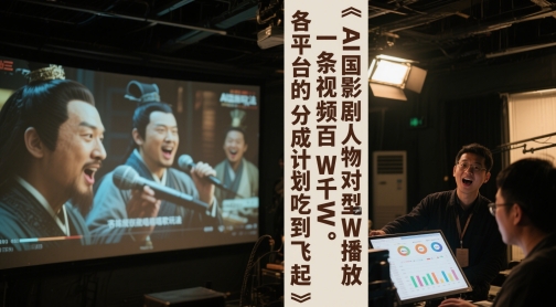AI三国影视剧人物对口型唱歌玩法，一条视频百W千W播放，各平台的分成计划吃到飞起|淘骐网赚资源库