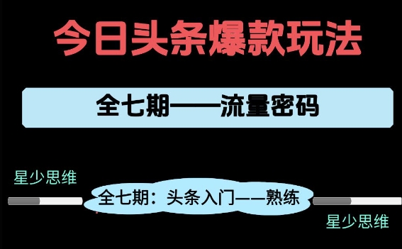 头条系列全七期项目拆解，全是干货，新手从0-1必经过程，99的人会踩的坑|淘骐网赚资源库