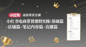 小红书电商带货课程实操:基础篇-选品篇-店铺篇-笔记内容篇-直播篇|淘骐网赚资源库