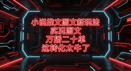 小说推文图文新玩法,实况图文,万播二十单,这转化太牛了!|淘骐网赚资源库