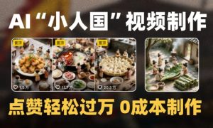 爆款1000W+播放微缩景观迷你小人国AI视频0成本制作全流程教学|淘骐网赚资源库