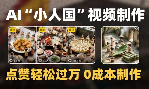 爆款1000W+播放微缩景观迷你小人国AI视频0成本制作全流程教学|淘骐网赚资源库