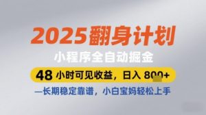 2025翻身计划小程序全自动掘金,48小时可见收益,日入多张+,长期稳定靠谱,小白宝妈轻松上手【揭秘】|淘骐网赚资源库