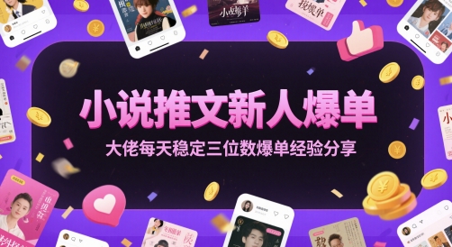 小说推文新人爆单大佬每天稳定三位数爆单经验分享|淘骐网赚资源库