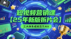 短视频营销课【25年新版拆片会】三大体系成就百万大V,包含正课、拆片会、手把手教学直播课等|淘骐网赚资源库