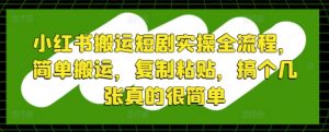小红书搬运短剧实操全流程，简单搬运，复制粘贴，搞个几张真的很简单|淘骐网赚资源库
