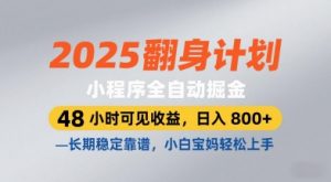 2025翻身计划，小程序全自动掘金，48小时可见收益，日入8张+，长期稳定靠谱，小白宝妈轻松上手【揭秘】|淘骐网赚资源库