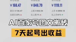 百家号搬砖新玩法,AI一键仿写爆文,7天起号出收益|淘骐网赚资源库