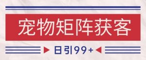 小红书某音宠物赛道引流获客 自热矩阵日引200+【揭秘】|淘骐网赚资源库