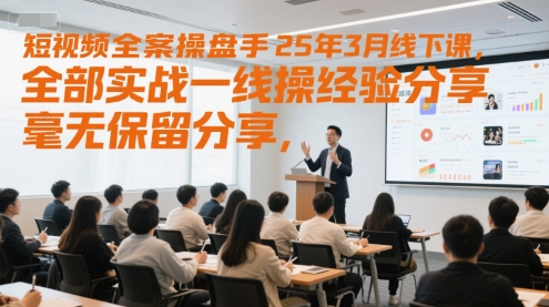 短视频全案操盘手25年3月线下课,全部实战一线操盘手经验分享,毫无保留分享,全是干货|淘骐网赚资源库