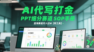 AI代写打金,PPT细分赛道SOP手册,蓝海赛道月入过W【附工具】|淘骐网赚资源库