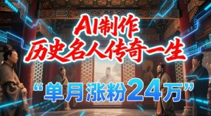 暴力起号!用AI制作历史名人传奇一生,单月涨粉24W,涨粉+变现赛道黑马来了|淘骐网赚资源库