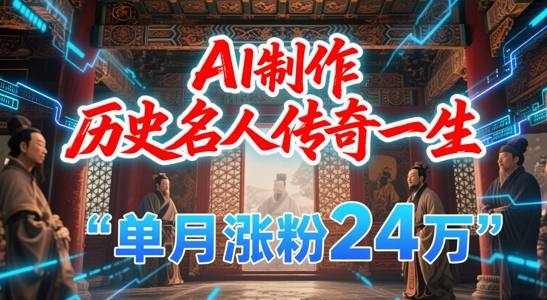 暴力起号!用AI制作历史名人传奇一生,单月涨粉24W,涨粉+变现赛道黑马来了|淘骐网赚资源库