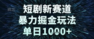 短剧新赛道，暴力掘金玩法，单日1k+【揭秘】|淘骐网赚资源库