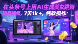 在头条号上用AI生成美女跳舞视频，7天1k+，纯软件操作|淘骐网赚资源库