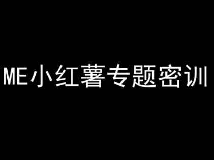 ME小红薯专题密训-小红书电商教程|淘骐网赚资源库