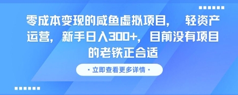 零成本变现的咸鱼虚拟项目, 轻资产运营,新手日入3张+,目前没有项目的老铁正合适|淘骐网赚资源库
