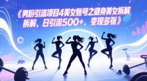 男粉引流项目4美女账号之健身美女拆解，日引流500+，变现多张|淘骐网赚资源库