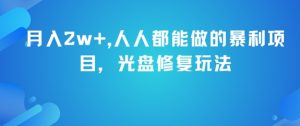 月入2w+，人人都能做的暴利项目，光盘修复玩法|淘骐网赚资源库