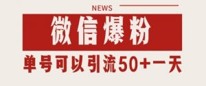 微信爆粉，私域暴力引流打法日引千粉 单号日进50+【揭秘】|淘骐网赚资源库