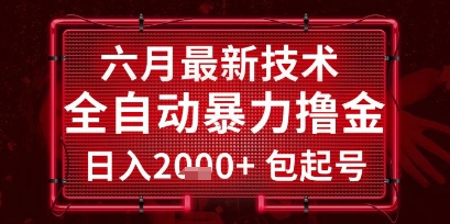 六月最新技术全自动暴力撸金，稳定日入2k+包起号，长期稳定【揭秘】|淘骐网赚资源库