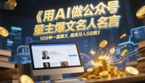 用AI做公众号流量主爆文名人名言,10分钟一篇爆文,最高月入5位数|淘骐网赚资源库