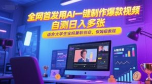 全网首发用AI一键制作爆款视频,自测日入多张,适合大学生宝妈兼职创业,保姆级教程|淘骐网赚资源库