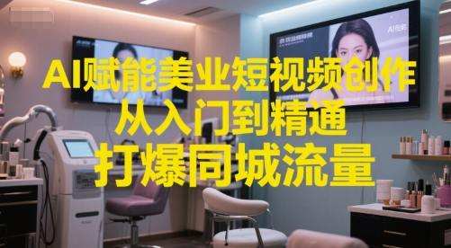 AI赋能美业短视频创作,从入门到精通,打爆同城流量,超级AI工具短视频实操落地|淘骐网赚资源库
