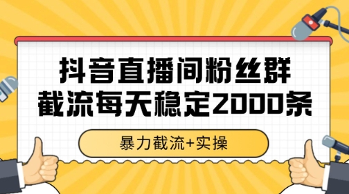 抖音直播间粉丝群暴力截流,一台电脑每天稳定2000条数据【揭秘】|淘骐网赚资源库