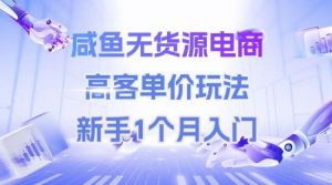 咸鱼无货源电商,高客单价玩法,新手1个月入门|淘骐网赚资源库
