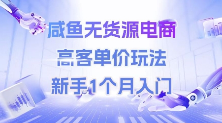 咸鱼无货源电商,高客单价玩法,新手1个月入门|淘骐网赚资源库