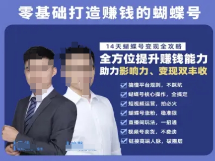 蝴蝶号专栏-视频号运营教程,零基础打造挣钱的蝴蝶号,14天蝴蝶号变现全攻略|淘骐网赚资源库